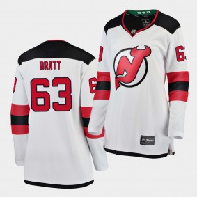 Women's Jesper Bratt Devils #63 Breakaway Away Jersey