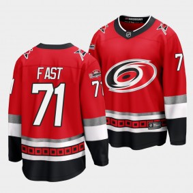 Carolina Hurricanes #71 Jesper Fast 25th Anniversary Red Premier Jersey