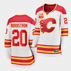 Joakim Nordstrom Calgary Flames 2020-21 40th Anniversary Women White Away Jersey