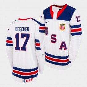 USA U18 Team John Beecher #17 2021 Biosteel All-American Game Home White Jersey