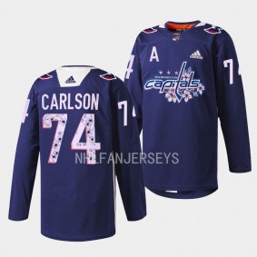 Washington Capitals 2023 Cherry Blossom John Carlson #74 Navy Warmup Jersey Men's