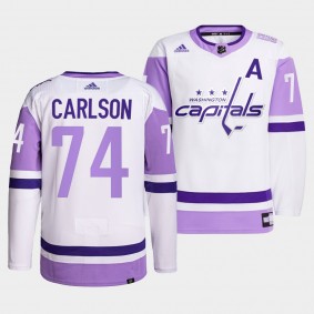 Washington Capitals John Carlson 2021 HockeyFightsCancer Jersey #74 White Primegreen