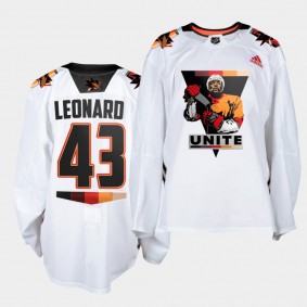 John Leonard San Jose Sharks 2021 Terry Smith Unite White special warmup Men Jersey