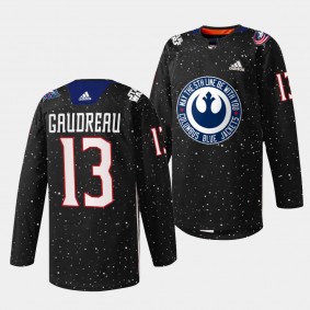 Columbus Blue Jackets 2023 Star Wars Johnny Gaudreau #13 Black Jersey Exclusive Edition