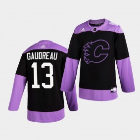 Calgary Flames Johnny Gaudreau HockeyFightsCancer Jersey Purple Authentic