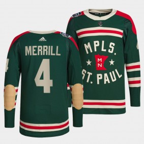 Jon Merrill #4 Wild 2022 Winter Classic Authentic Green Jersey