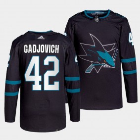 Jonah Gadjovich #42 Sharks Alternate Black Jersey 2021-22 Authentic Pro