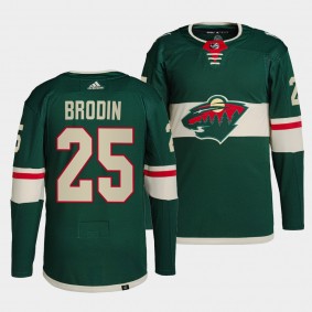 Jonas Brodin #25 Wild Home Green Jersey 2021-22 Primegreen Authentic Pro