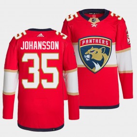 Jonas Johansson Panthers Home Red Jersey #35 Authentic Primegreen