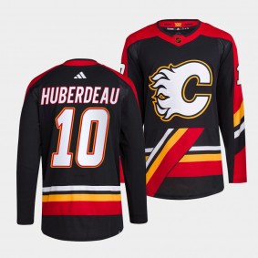 Jonathan Huberdeau Calgary Flames 2022 Reverse Retro 2.0 Black #10 Authentic Primegreen Jersey Men's