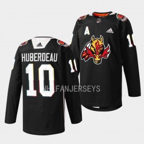 Indigenous Celebration Night Jonathan Huberdeau Calgary Flames Black #10 Warmup Jersey 2023