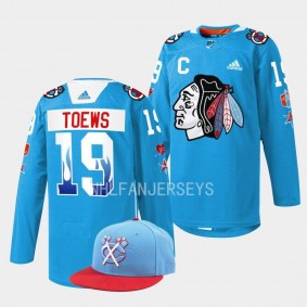 Chicago Blackhawks 2023 City Inspired Jonathan Toews #19 Blue Jersey 312 Chicago Birthday