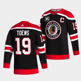 Jonathan Toews #19 Blackhawks 35 Patch Honor Tony Esposito Retro Black Jersey