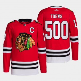 Jonathan Toews Blackhawks Honor Fleury 500 wins Red Jersey #19 Special Authentic