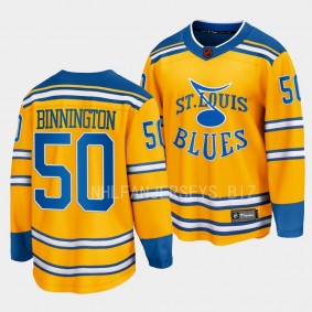 Jordan Binnington St. Louis Blues 2022 Special Edition 2.0 Yellow Breakaway Jersey Men's