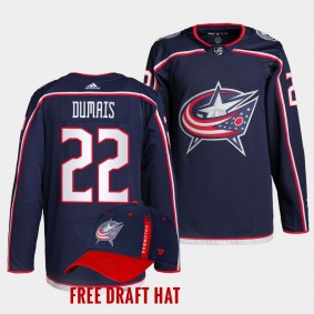 Columbus Blue Jackets Jordan Dumais 2022 NHL Draft Navy Authentic Primegreen Jersey Home