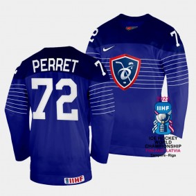 France 2023 IIHF World Championship Jordann Perret #72 Blue Jersey Away