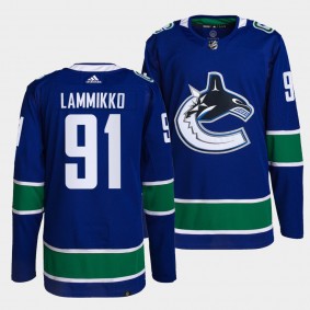 Juho Lammikko #91 Canucks Home Blue Jersey 2021-22 Primegreen Authentic