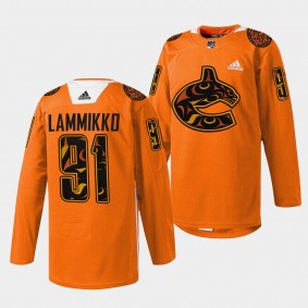 Vancouver Canucks Juho Lammikko 2022 First Nations Night #91 Orange Jersey Every Child Matters