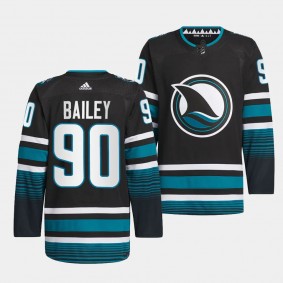 San Jose Sharks 2023-24 Cali Fin 3rd Alternate Justin Bailey #90 Black Authentic Pro Jersey Men's