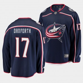 Justin Danforth Columbus Blue Jackets 2021-22 Home Navy player Jersey Men