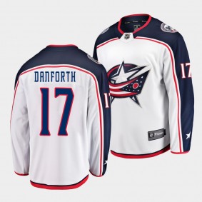 Justin Danforth Columbus Blue Jackets 2021-22 Away White player Jersey Men