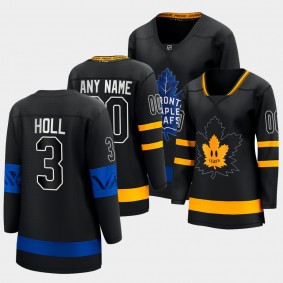 Toronto Maple Leafs x drew house Justin Holl Alternate Jersey Women Black Premier Reversible Next Gen uniform Justin Bieber