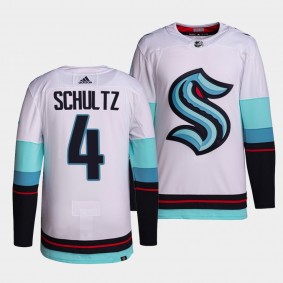 Seattle Kraken Primegreen Authentic Justin Schultz #4 White Jersey Away