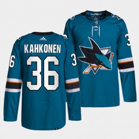 Kaapo Kahkonen #36 San Jose Sharks 2022 Primegreen Authentic Teal Jersey Home