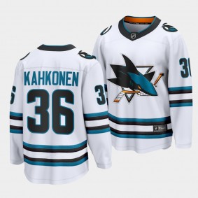 Kaapo Kahkonen San Jose Sharks 2022-23 Away White The Evolve Jersey Men's