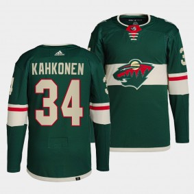 Kaapo Kahkonen #34 Wild Home Green Jersey 2021-22 Primegreen Authentic Pro