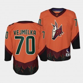 Arizona Coyotes Karel Vejmelka 2022 Special Edition 2.0 Orange #70 Youth Jersey Retro