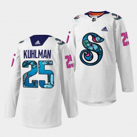 Karson Kuhlman Seattle Kraken Pride Night 2022 White Warmup Jersey