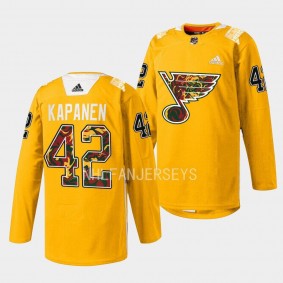 Black History Night Kasperi Kapanen St. Louis Blues Yellow #42 Warmup Jersey 2023