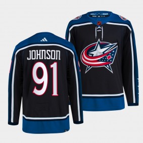 Kent Johnson Columbus Blue Jackets 2022 Reverse Retro 2.0 Navy #91 Authentic Primegreen Jersey Men's