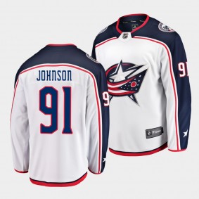 Kent Johnson Columbus Blue Jackets Away White Breakaway Player Jersey Men