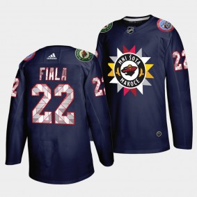 Kevin Fiala #22 Wild 2021-22 Native American Heritage Day Navy Jersey