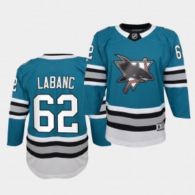 Kevin Labanc Youth Jersey Sharks 30th Anniversary Teal Throwback Premier Jersey