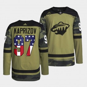 Kirill Kaprizov Minnesota Wild Military Appreciation Night Camo Jersey Practice