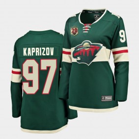 Kirill kaprizov Wild #97 2020-21 20th Anniversary Home Women Jersey