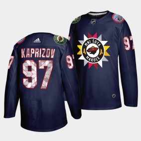 Kirill Kaprizov #97 Wild 2021-22 Native American Heritage Day Navy Jersey