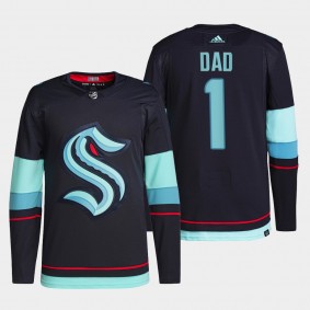 Top Dad Seattle Kraken Navy Jersey 2022 Fathers Day Gift