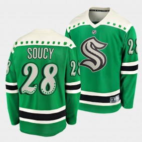 Seattle Kraken Carson Soucy St Paddy's Day 2022 Green Men Jersey