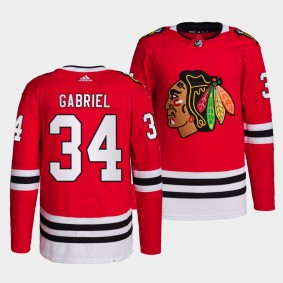 Blackhawks Home Kurtis Gabriel #34 Red Jersey Primegreen Authentic