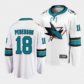 Lane Pederson San Jose Sharks 2021-22 Away White Player Men Jersey