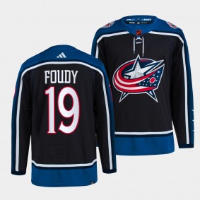 Liam Foudy Columbus Blue Jackets 2022 Reverse Retro 2.0 Navy #19 Authentic Primegreen Jersey Men's