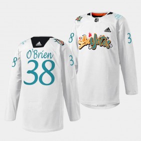 Arizona Coyotes 2023 Los Yotes Night Liam O'Brien #38 White Jersey Warmup