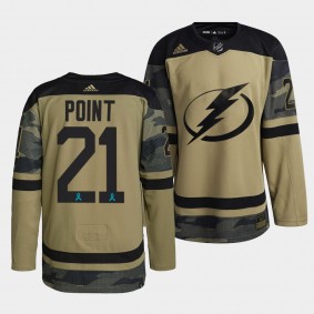 Tampa Bay Lightning 21 Brayden Point 2021 CAF Night Camo Jersey Canadian Armed Force