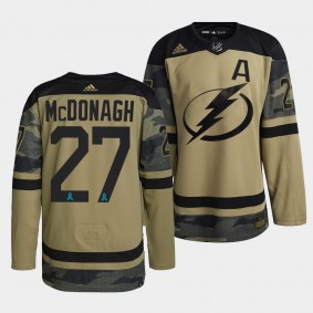 Tampa Bay Lightning 27 Ryan McDonagh 2021 CAF Night Camo Jersey Canadian Armed Force