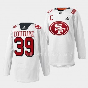 San Jose Sharks 2022 49er Mash-Up Logan Couture #39 White Jersey Specialty Warm-Up